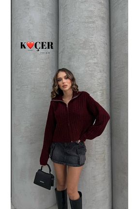رویه زرشکی زنانه اورسایز Koçer Triko - کد 872147745