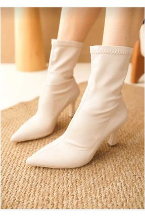 بوت / نیم بوت بژ زنانه چرم مصنوعی Wiami - کد 874836197