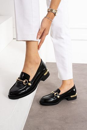 کفش لوفر مشکی زنانه چرم مصنوعی Güllü Shoes - کد 874885317