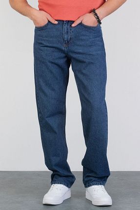 شلوار جین آبی مردانه پاچه پهن HLT JEANS - کد 795523072