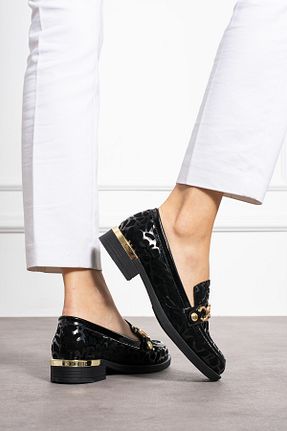 کفش لوفر مشکی زنانه چرم مصنوعی Güllü Shoes - کد 874914101