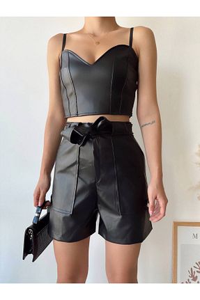 شلوارک و برمودا مشکی زنانه فاق بلند Haan - کد 874910758