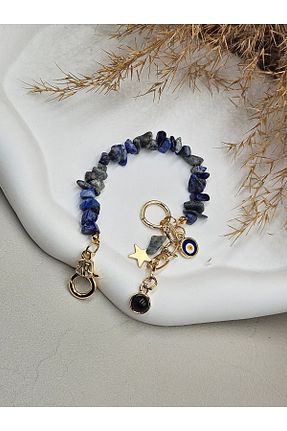 دستبند جواهر آبی زنانه سنگ طبیعی Aura - کد 874912683