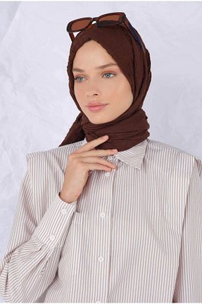 شال قهوه ای زنانه پلی استر HEQA - کد 849627688