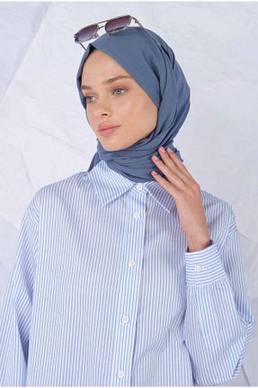 شال آبی زنانه پنبه ای HEQA - کد 848482432