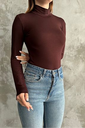 بلوز قهوه ای زنانه ساده macharel jeans - کد 874959825