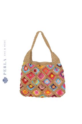 کیف ساحلی قهوه ای زنانه حصیر Perla Bag & More - کد 832128023