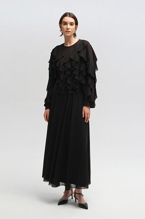 بلوز حجاب مشکی زنانه نیمه فیت Touche Prive - کد 796266527