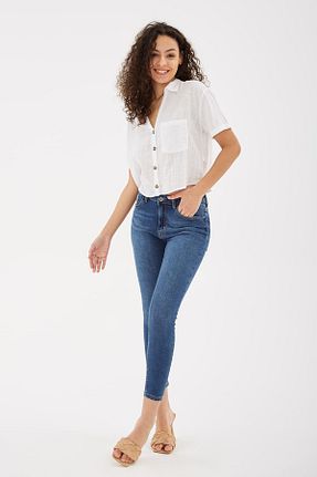 شلوار آبی زنانه پارچه Fashion Friends - کد 650199281