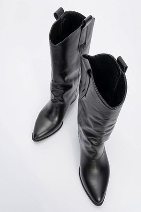 چکمه مشکی زنانه چرم خالص luvishoes - کد 875143944