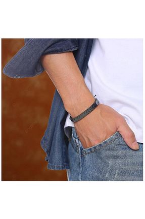 دستبند جواهر طوسی مردانه سنگ طبیعی Bijustore - کد 875170527