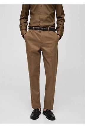 شلوار قهوه ای مردانه پلی استر MANGO Man - کد 856998052