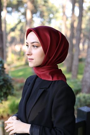 روسری زرشکی پلی استر Akel - کد 875163496