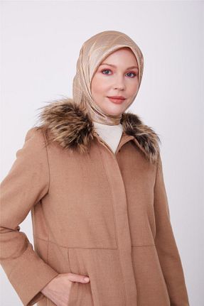 پالتو پشمی حجاب قهوه ای زنانه رگولار Armine - کد 762927576