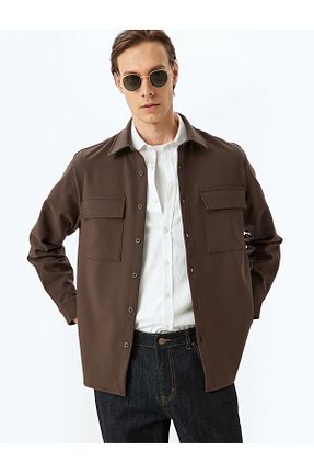 پیراهن قهوه ای مردانه رگولار Koton - کد 869368333