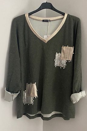 بلوز خاکی زنانه ساده AYASOFYA OTANTIK - کد 875242426