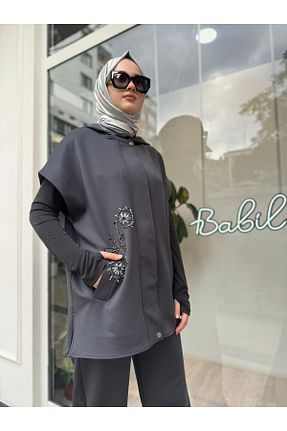 ست بالاتنه و پائین تنه حجاب طوسی رگولار VENO - کد 875489096