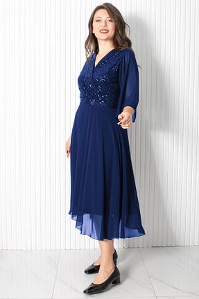 لباس مجلسی سایز بزرگ سرمه ای زنانه دو سینه DENİMİNİ - کد 875635940