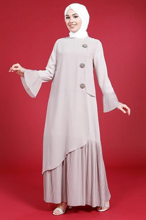 لباس حجاب طوسی زنانه رگولار Beyza - کد 875681410