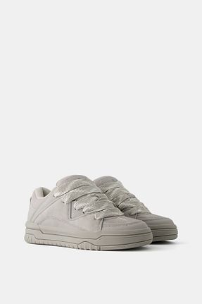 کفش اسنیکر طوسی زنانه بند دار Bershka - کد 875686933
