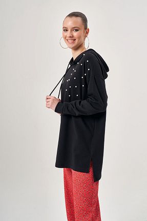 سوئیشرت مشکی زنانه چاپی Mizalle - کد 681020633