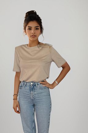 تیشرت بژ زنانه Straight poupee - کد 829605809