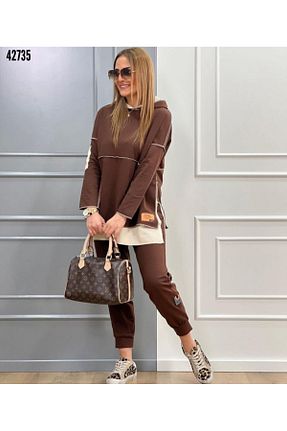 ست گرمکن سایز بزرگ قهوه ای زنانه پنبه ای JANES - کد 875702603