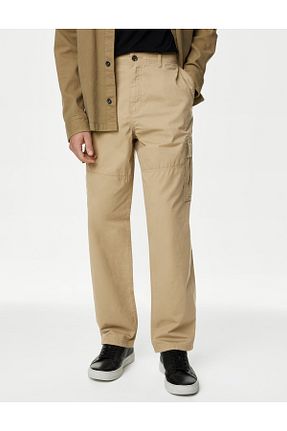 شلوار قهوه ای مردانه پنبه ای Marks & Spencer - کد 875717385