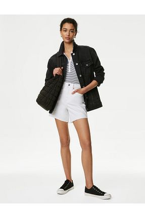 شلوارک و برمودا سفید زنانه فاق بلند Marks & Spencer - کد 834288144