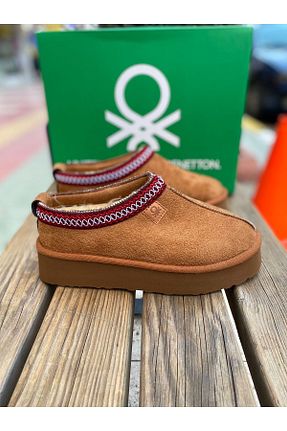 دمپائی قهوه ای زنانه چرم مصنوعی Benetton - کد 875731043