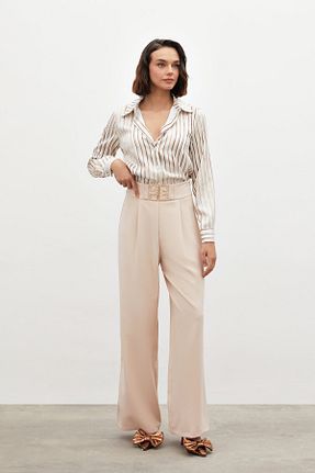 شلوار بژ زنانه بافتنی Sateen - کد 845616545