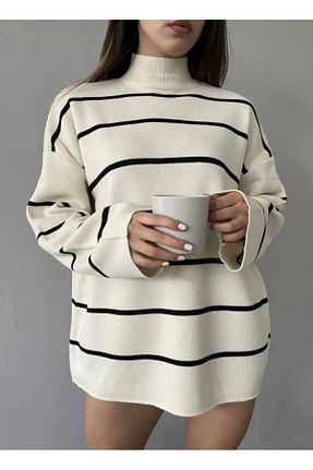 پلیور سفید زنانه اورسایز Dier Moda - کد 875767022