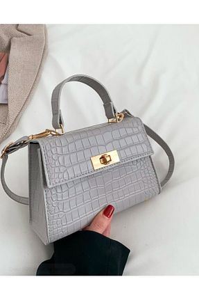 کیف دوشی طوسی زنانه چرم مصنوعی İAMBTŞY - کد 875784873
