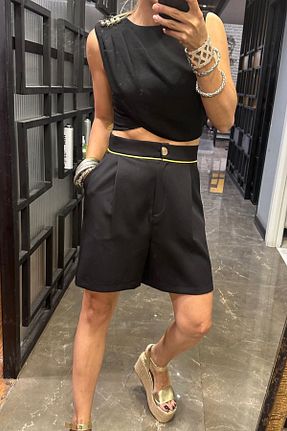 شلوارک و برمودا مشکی زنانه رگولار İMZAİSTANBUL - کد 840349212