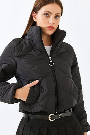 کاپشن مشکی زنانه پلی استر CoolLook - کد 875844306