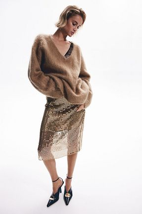دامن بژ زنانه ساده H&M - کد 872243526