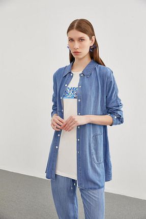 ست بالاتنه و پائین تنه آبی زنانه بافتنی Zühre - کد 822359867