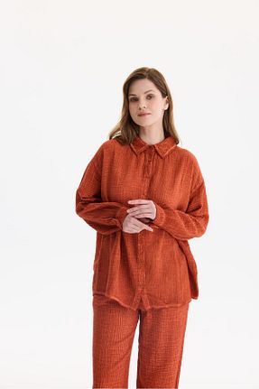 بلوز نارنجی زنانه ساده TUBİA - کد 836129483