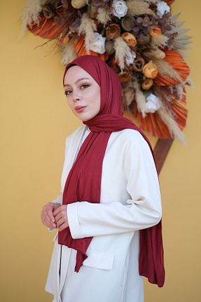 شال زرشکی زنانه پنبه ای Zenica - کد 876854337