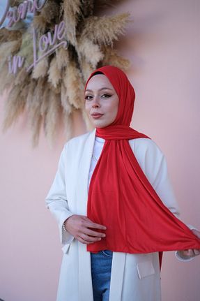 شال قرمز زنانه پنبه ای Zenica - کد 876845219