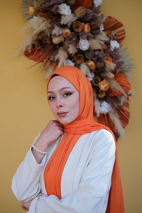 شال نارنجی زنانه پنبه ای Zenica - کد 876854553