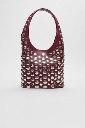 کیف دوشی زرشکی زنانه پلی اورتان Stradivarius - کد 879024208