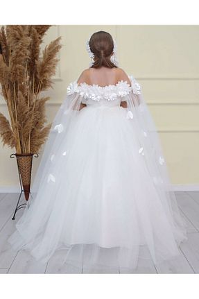 لباس مجلسی و فارغ التحصیلی سفید بچه گانه توری By Feyza Kids Collection - کد 712413348