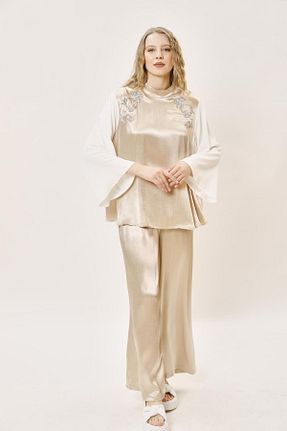 شلوار بژ زنانه پلی استر Sassofono - کد 875940575