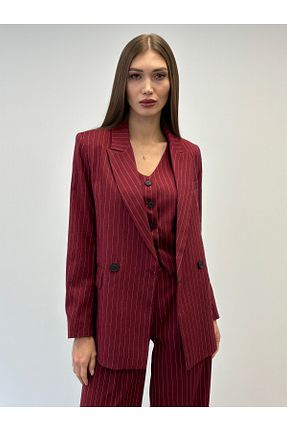 کت و شلوار زرشکی زنانه یقه کتی ossons - کد 875938396