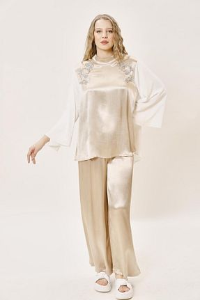 شلوار بژ زنانه پلی استر Sassofono - کد 875940575