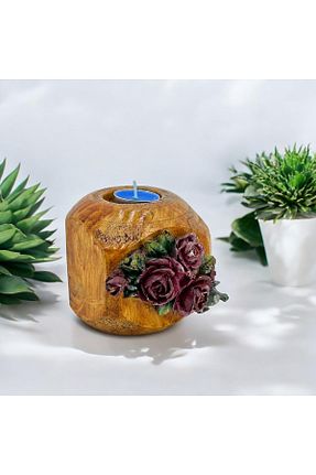 شمعدان و شمع گیر قهوه ای چوب ART - کد 875946447