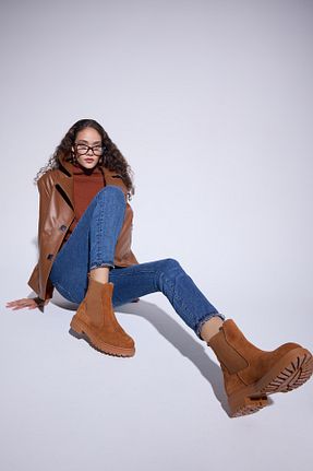 بوت / نیم بوت قهوه ای زنانه چرم خالص Eric Nurnberg - کد 861372064