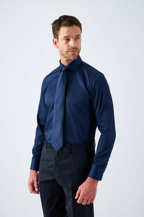 پیراهن سرمه ای مردانه یقه کلاسیک Paşahan - کد 875981598