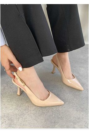 کفش پاشنه بلند کلاسیک بژ زنانه چرم لاکی Wiami - کد 876129074